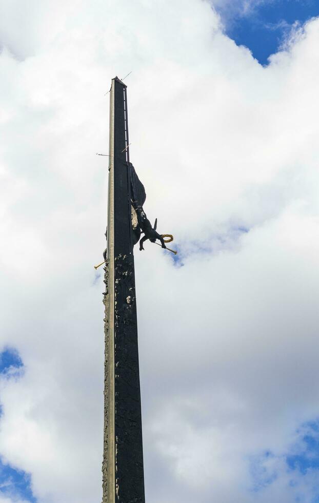 Moscow, Russia - 07.21.2021 -Shot of the monument on the Victory square located on the Kutuzovskiy Avenue. History photo