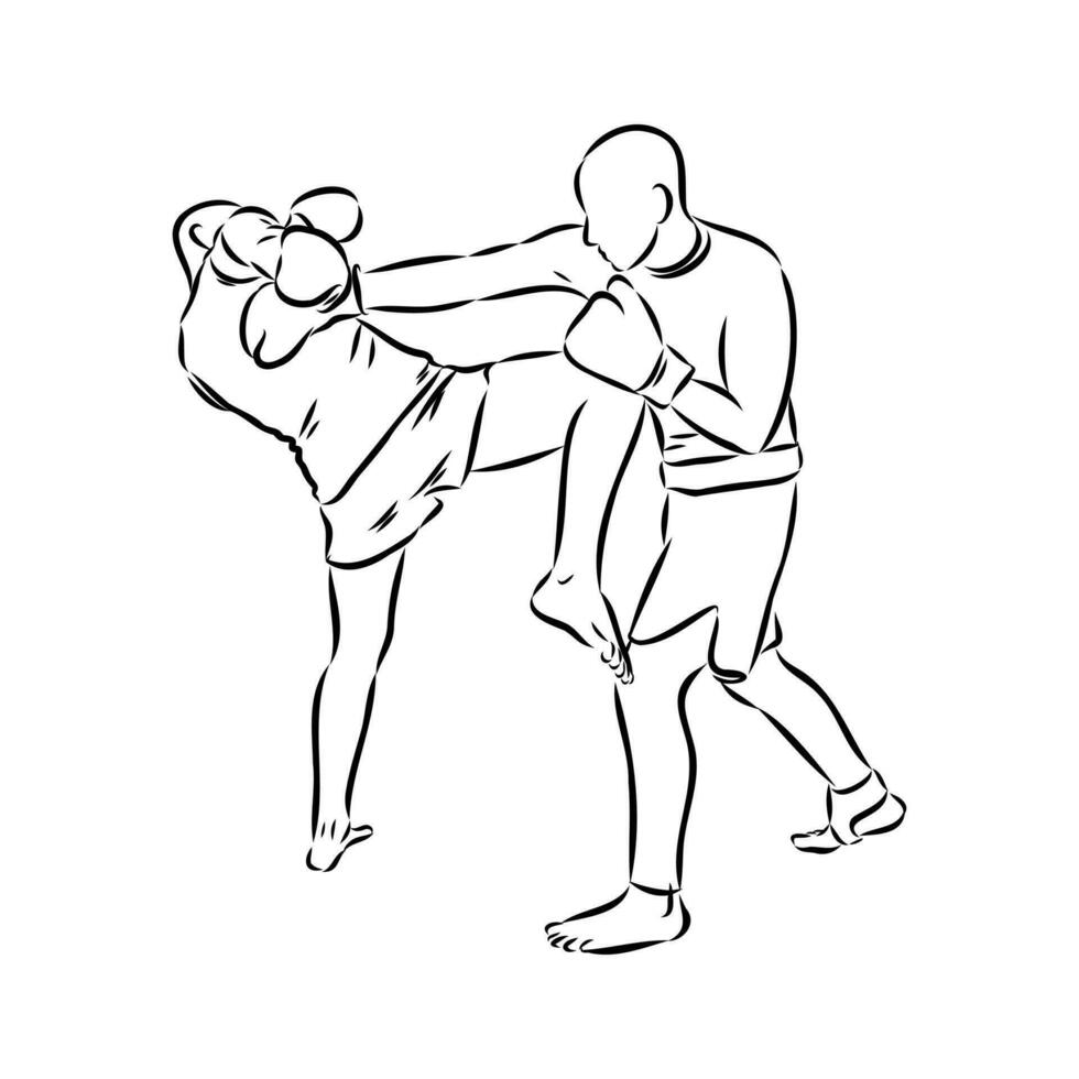 Thai boxing vector sketch