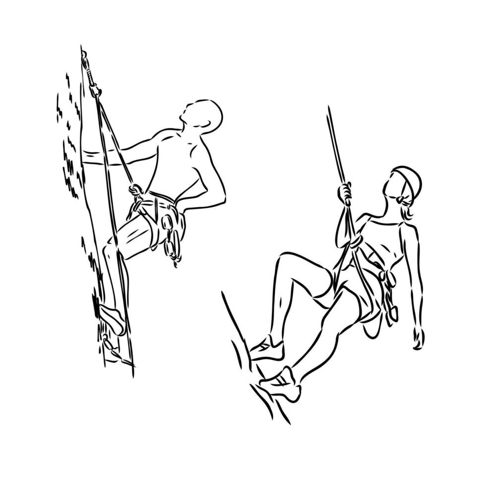 rock climbers vector sketch