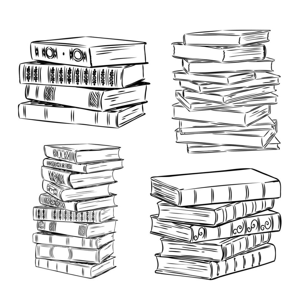 books vector sketch