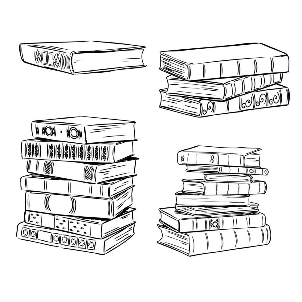 books vector sketch