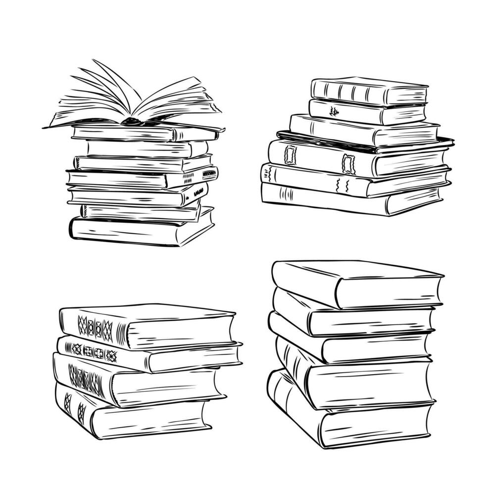 books vector sketch