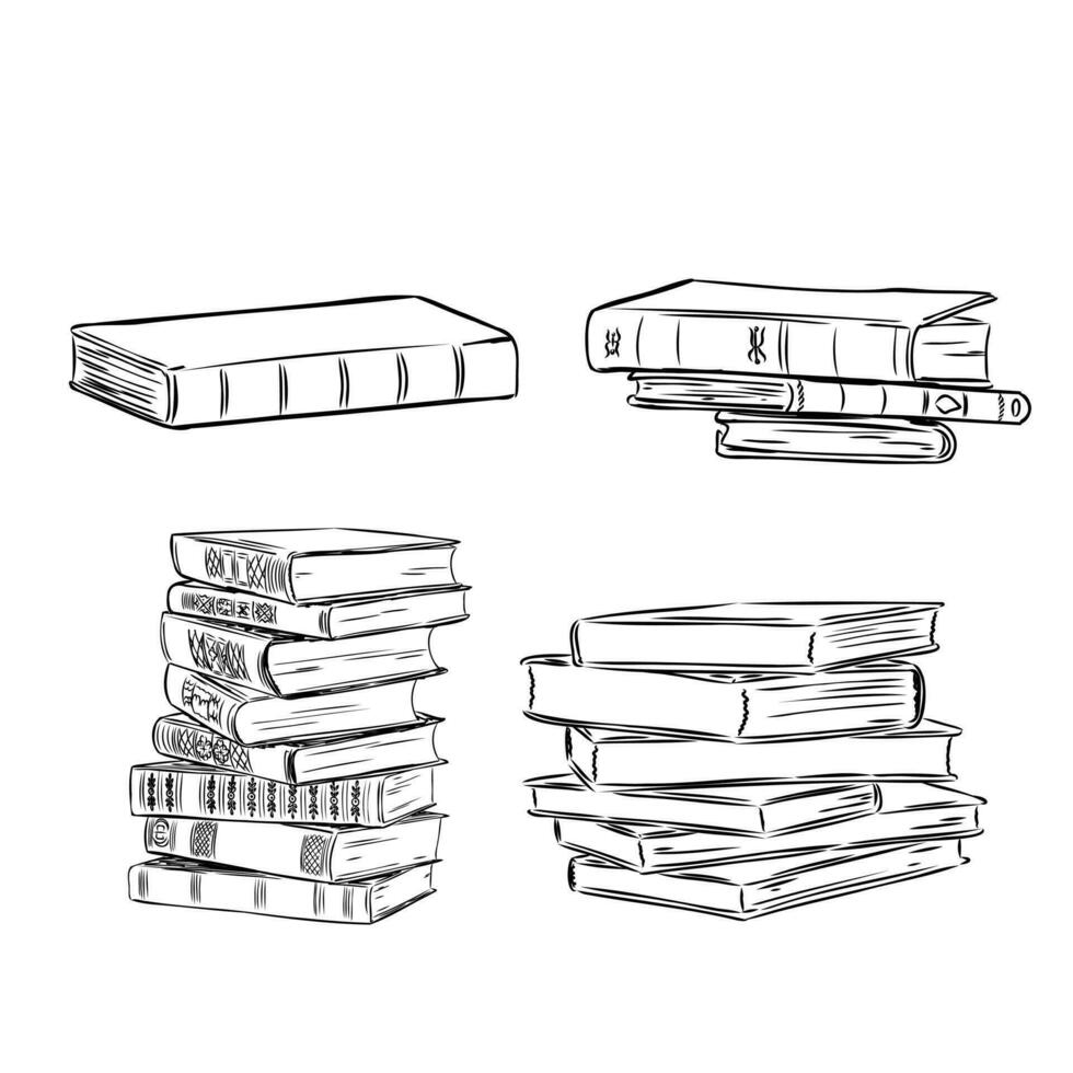 libros vector bosquejo