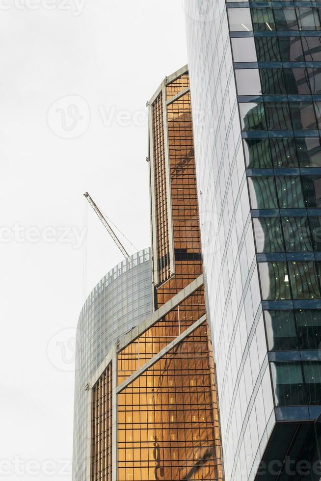 Close up shot of modern buildings. Architecture photo