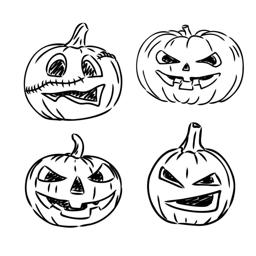 halloween pumpkin vector sketch