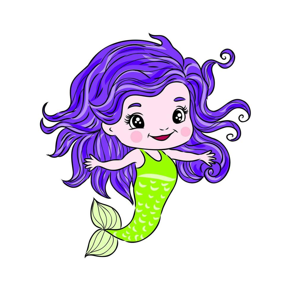 cartoon mermaid sketch vector