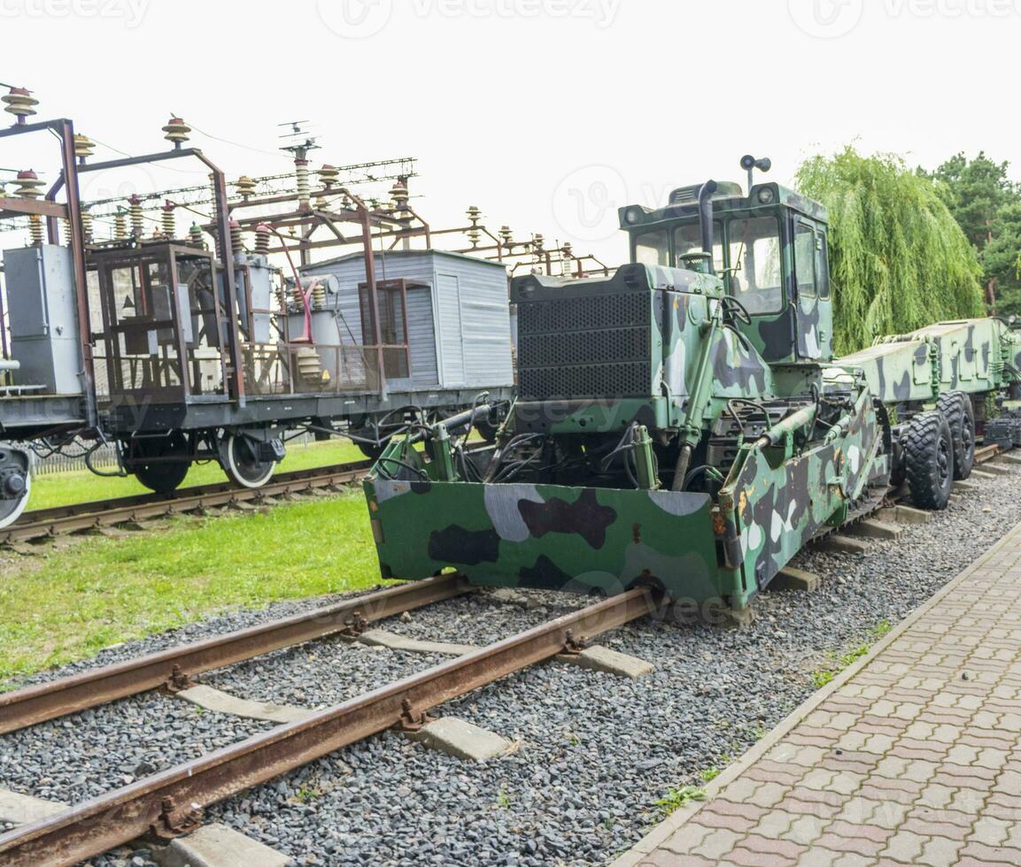 Shot of the vintage old construction train. Industrial photo