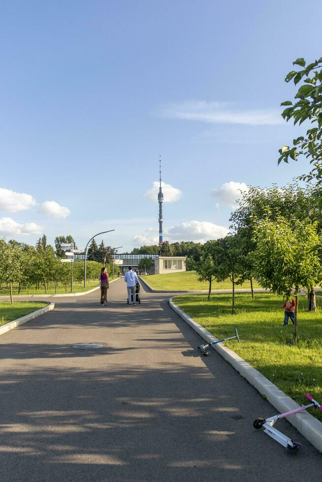 Moscow, Russia - 07.09.2023 - people enjoying day out in one of the parks of the city. Outdoors photo