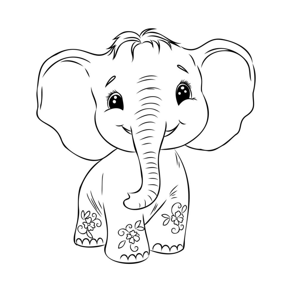 dibujos animados elefante vector bosquejo