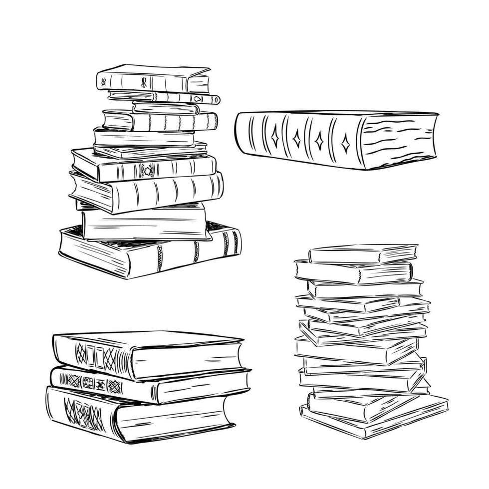 libros vector bosquejo