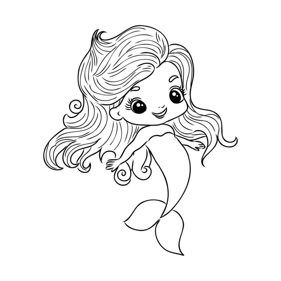 cartoon mermaid sketch vector