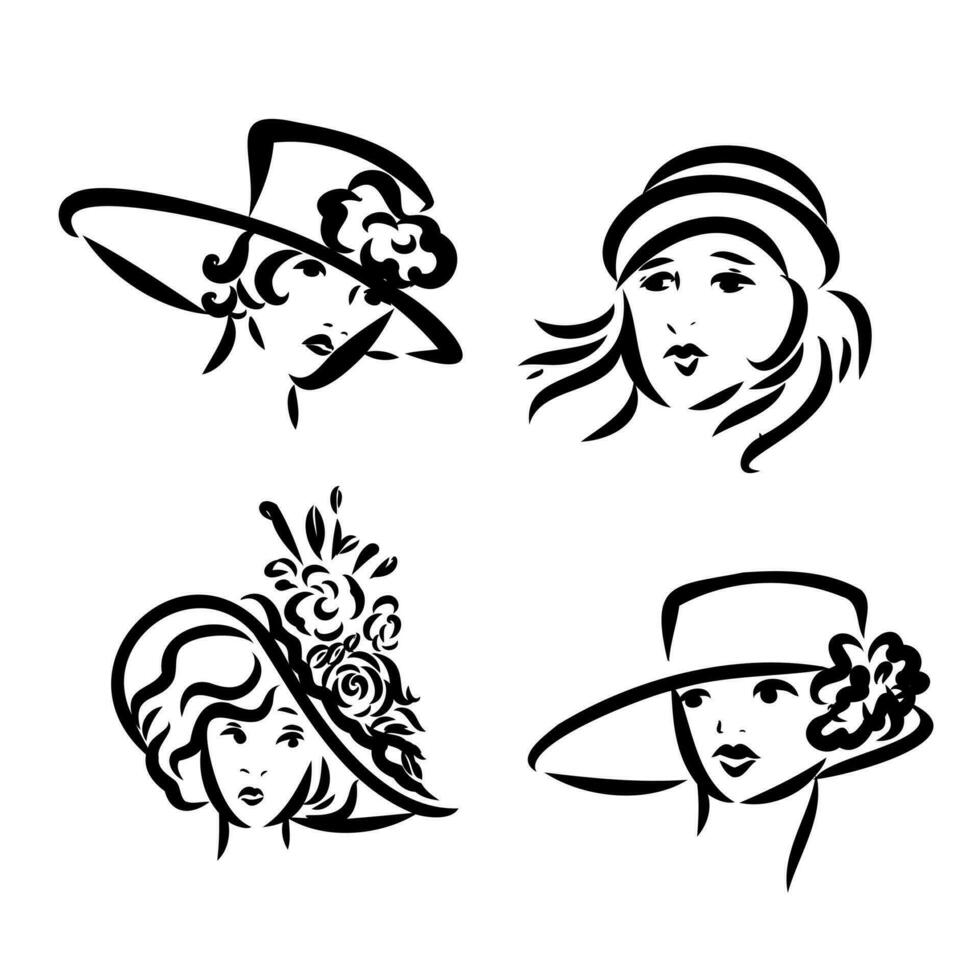 De las mujeres retro Moda vector bosquejo