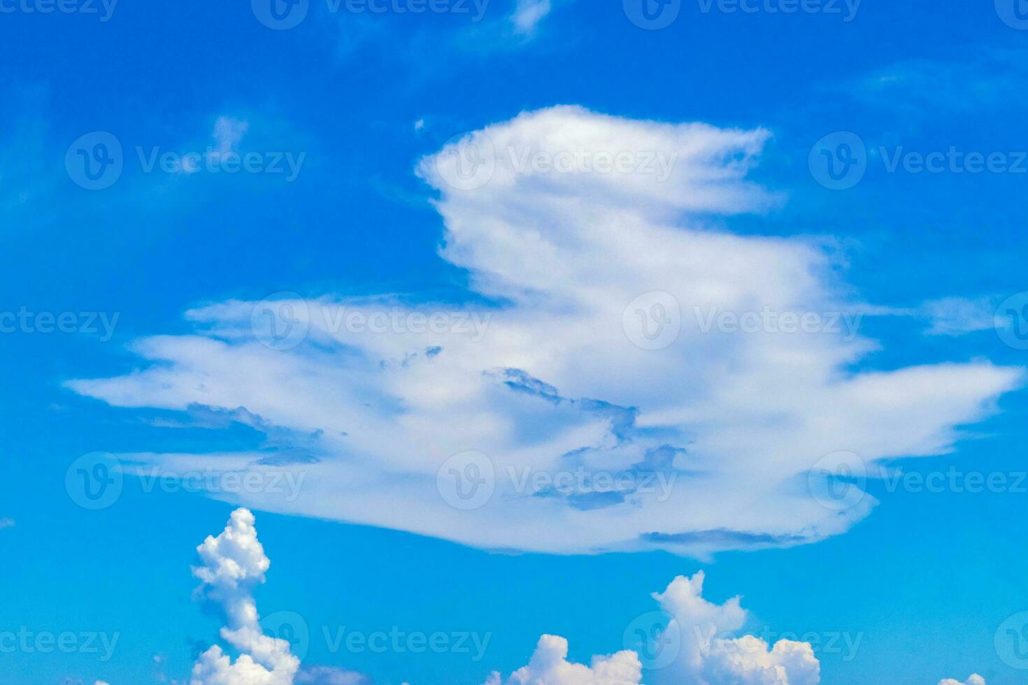 Blue sky with beautiful clouds on sunny day in Mexico. photo