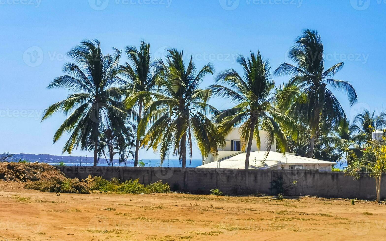 Beautiful city seascape landscape natural panorama view Puerto Escondido Mexico. photo