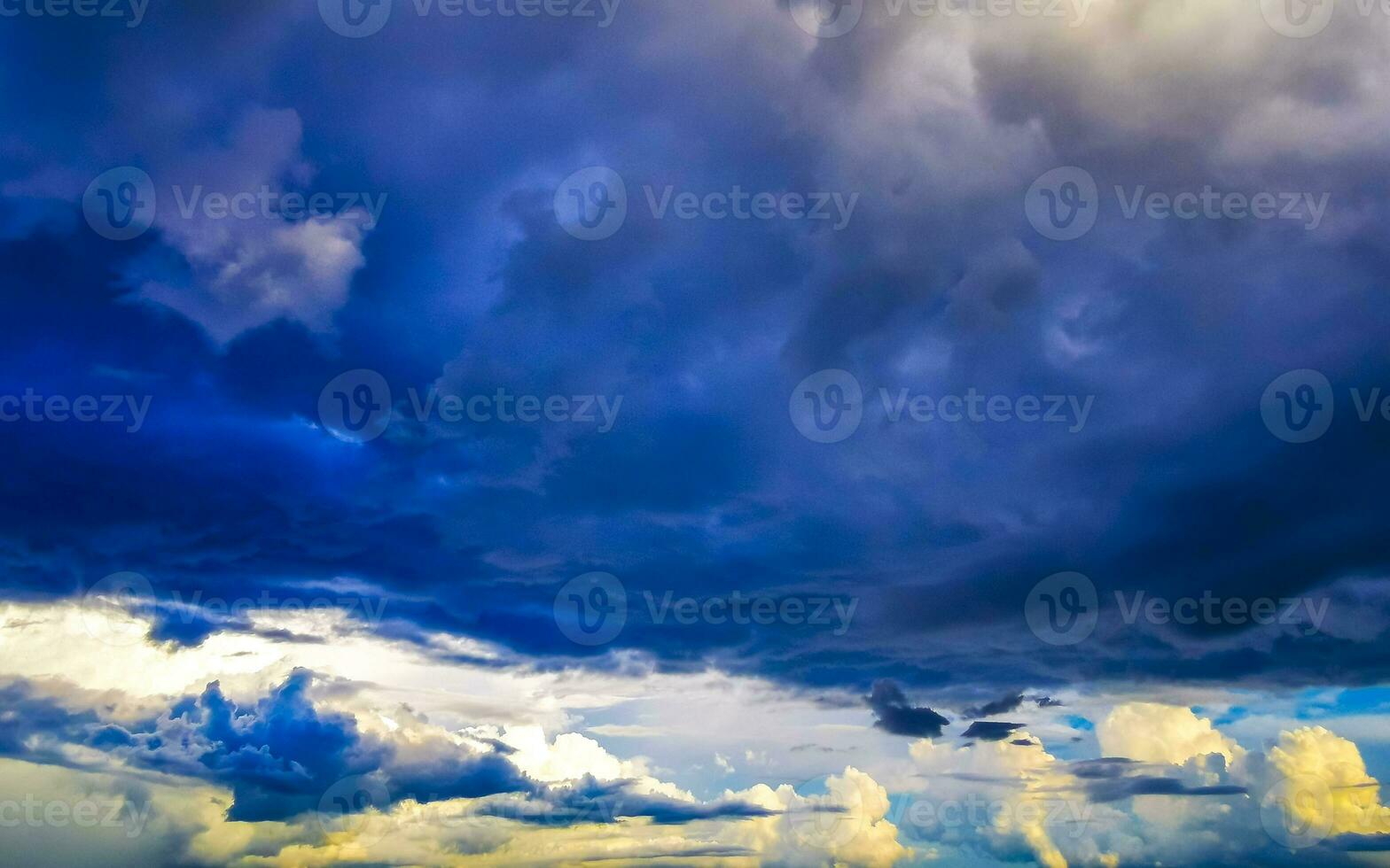 Colorful golden sky and clouds with sunset in Mexico. photo