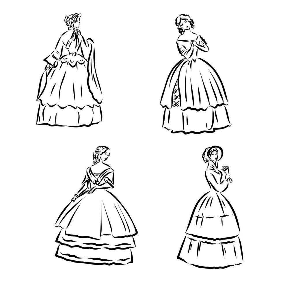 women's retro fashion vector sketch