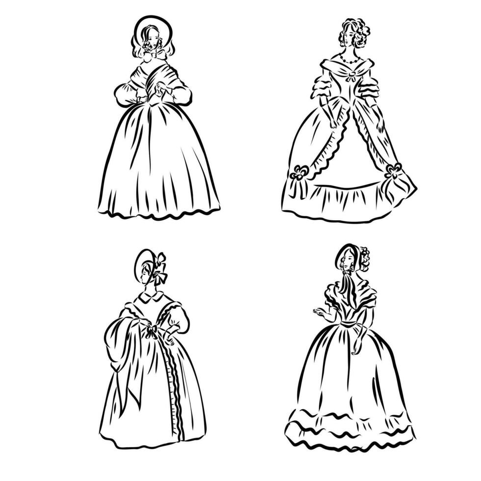 women's retro fashion vector sketch