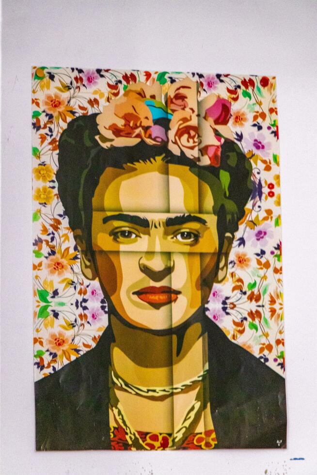 Maxico City Mexico 2021 Famous portrait of Frido Kahlo de rivera Mexico City Mexico. photo