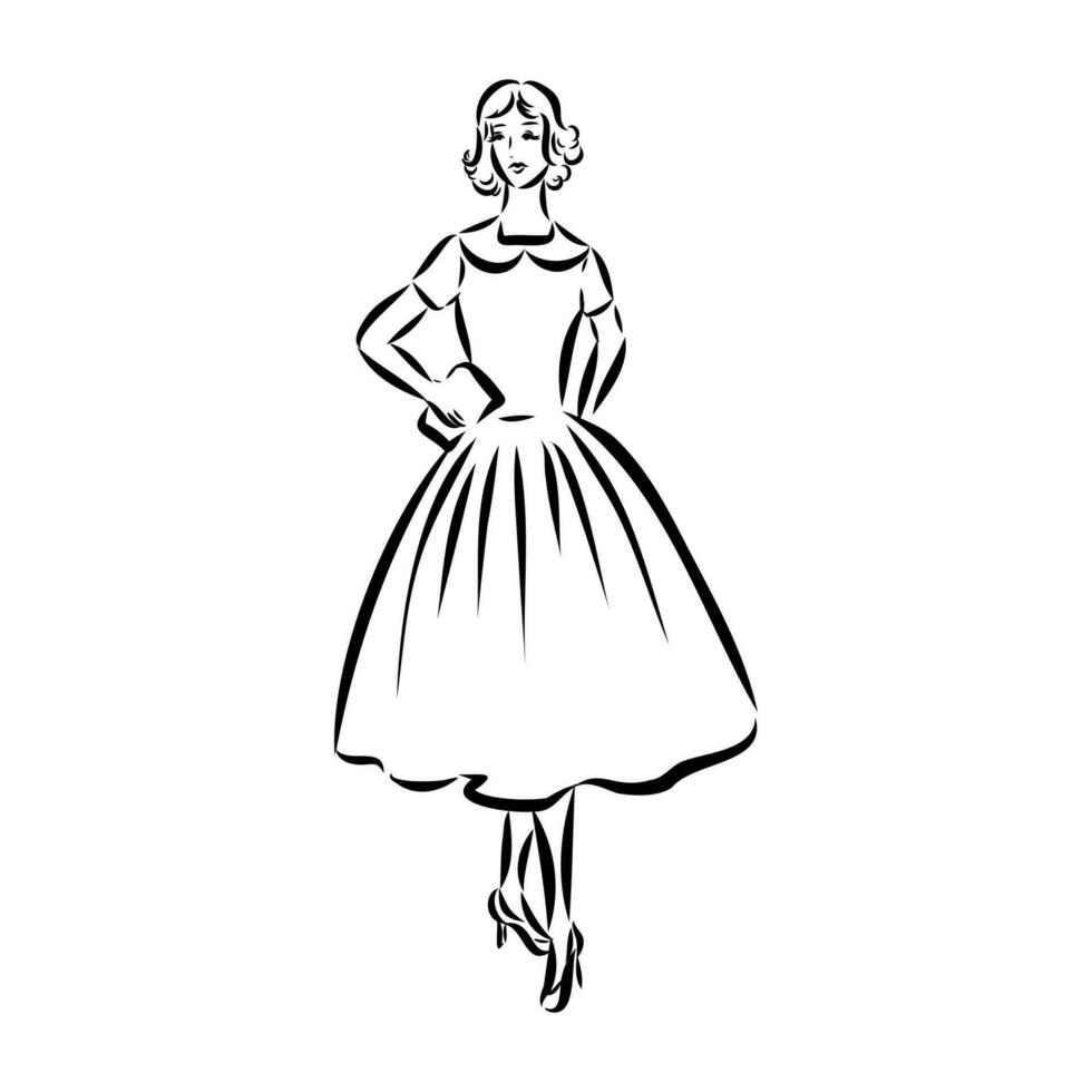 De las mujeres retro Moda vector bosquejo