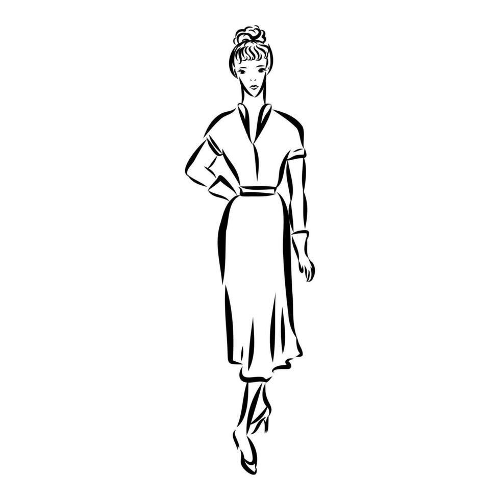 women's retro fashion vector sketch