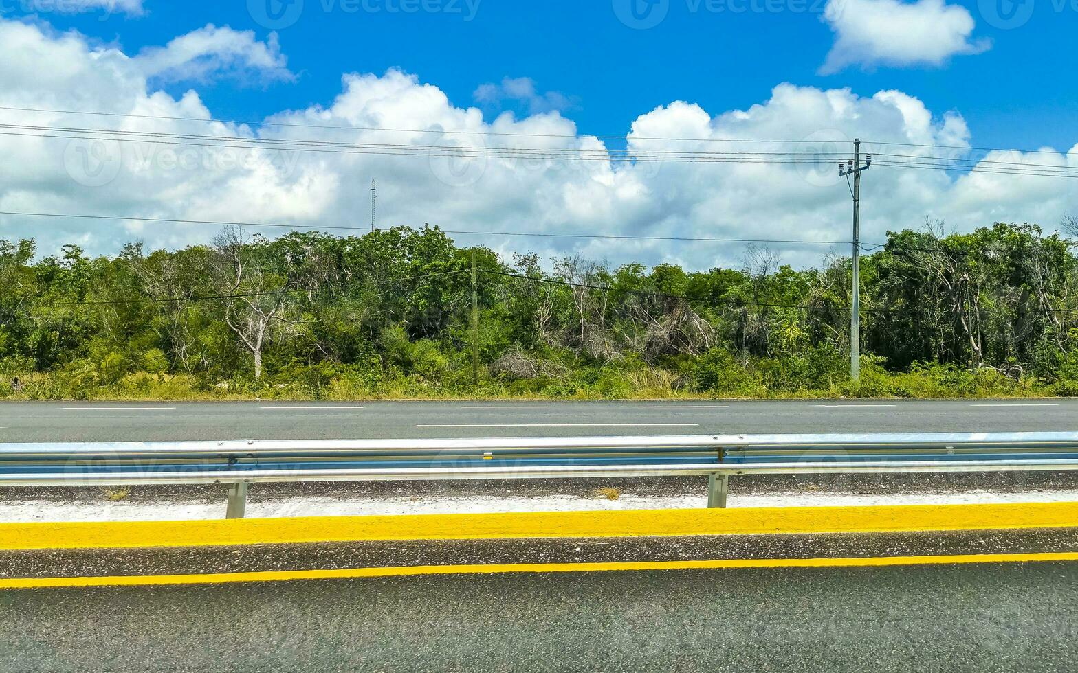 Driving the car on highway in Playa del Carmen Mexico. photo