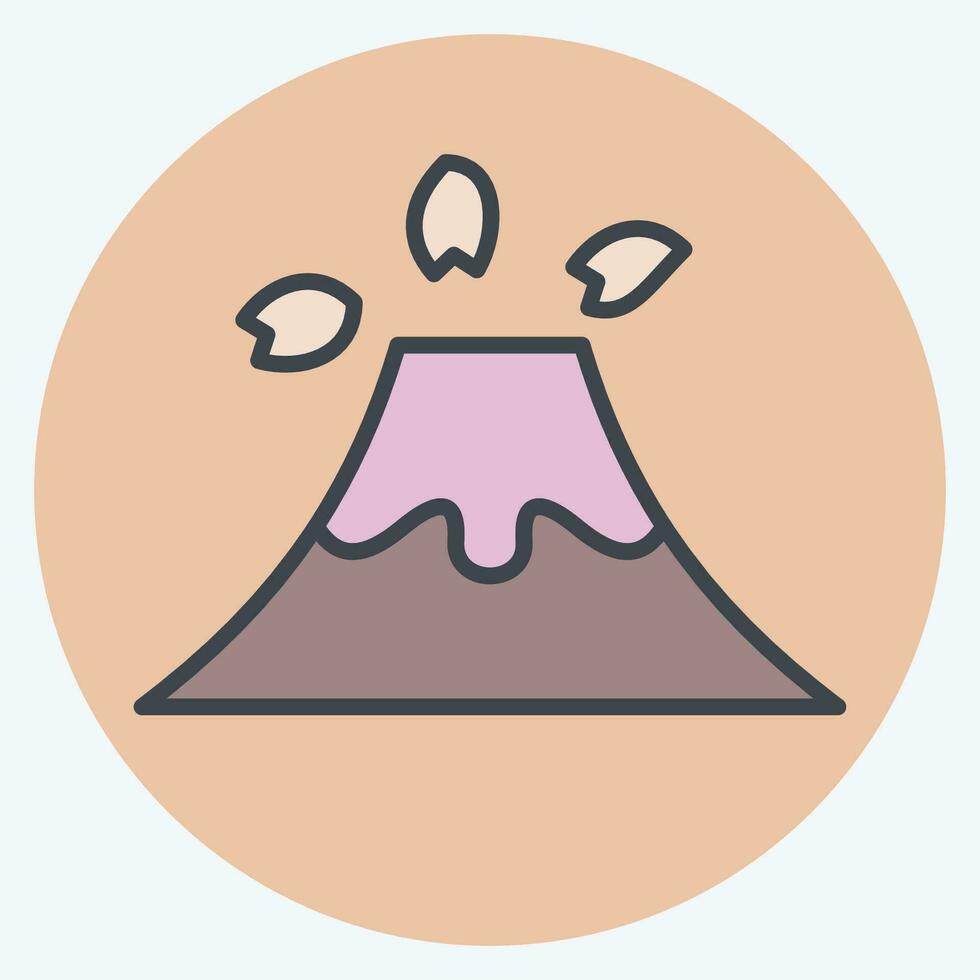 Icon Fuji. related to Sakura Festival symbol. color mate style. simple design editable. simple illustration vector