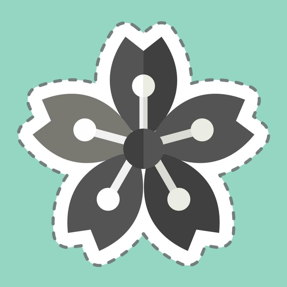 Sticker line cut Sakura. related to Sakura Festival symbol. simple design editable. simple illustration vector