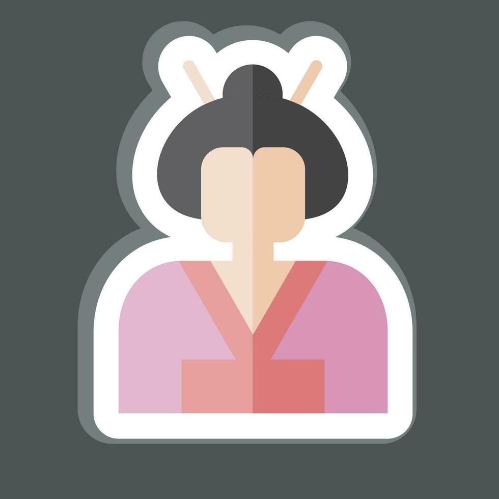 Sticker Geisha. related to Sakura Festival symbol. simple design editable. simple illustration vector