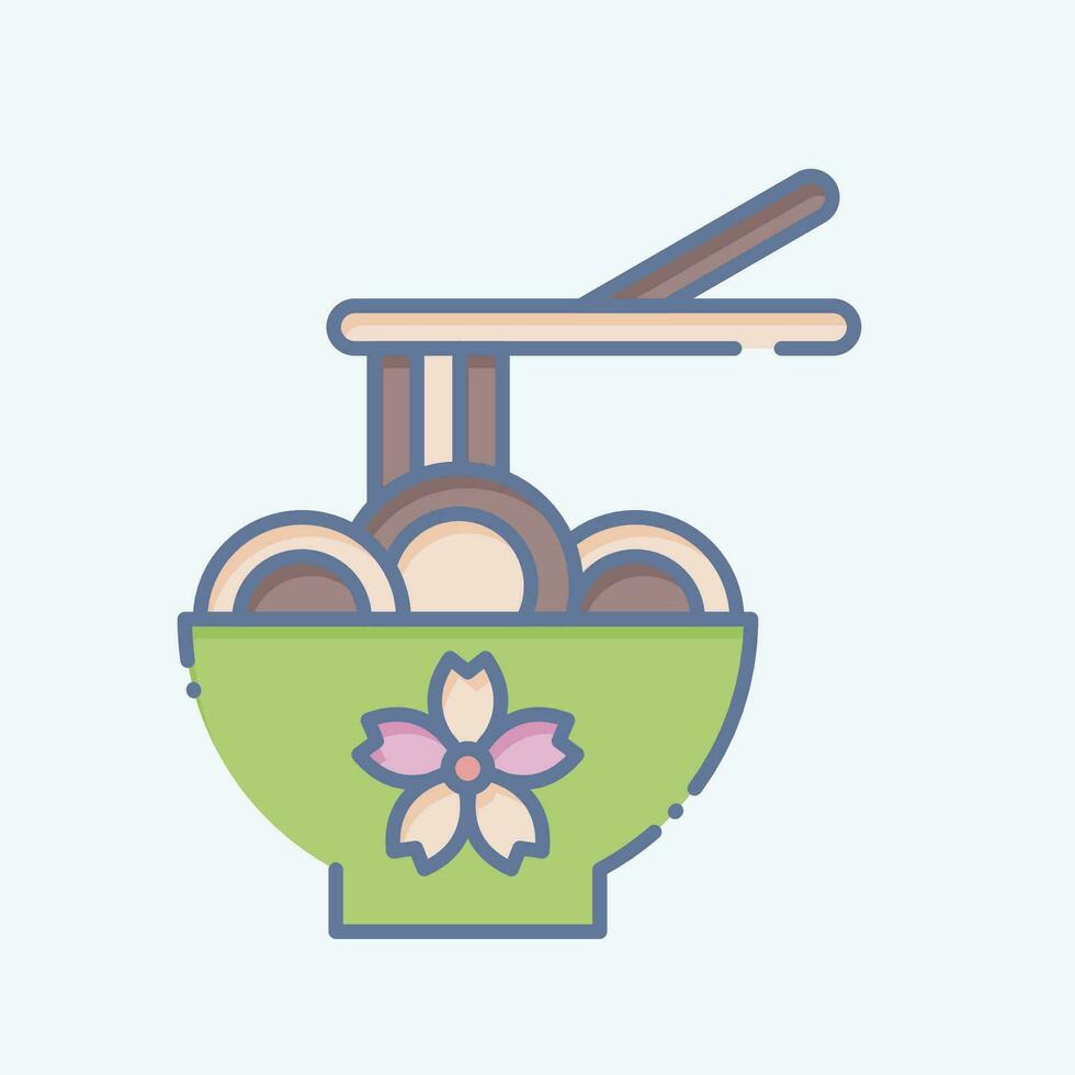 Icon Ramen. related to Sakura Festival symbol. doodle style. simple design editable. simple illustration vector