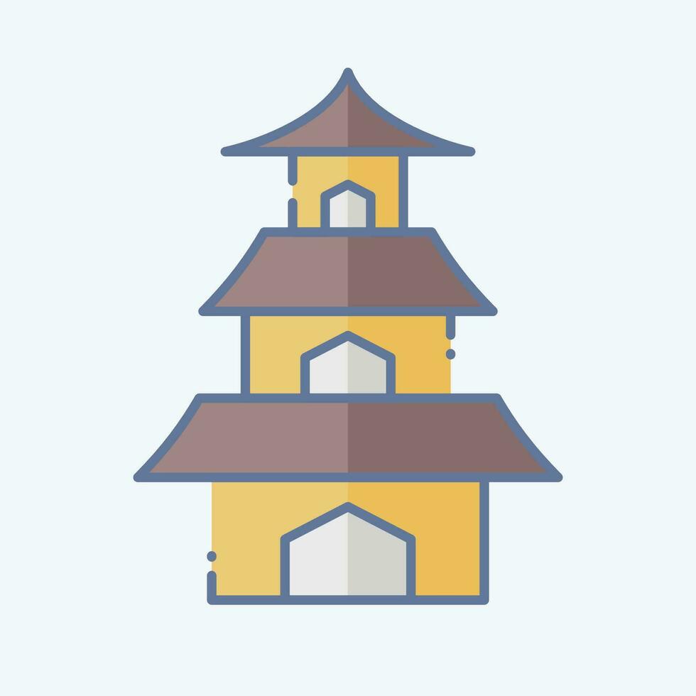 Icon Temple. related to Sakura Festival symbol. doodle style. simple design editable. simple illustration vector