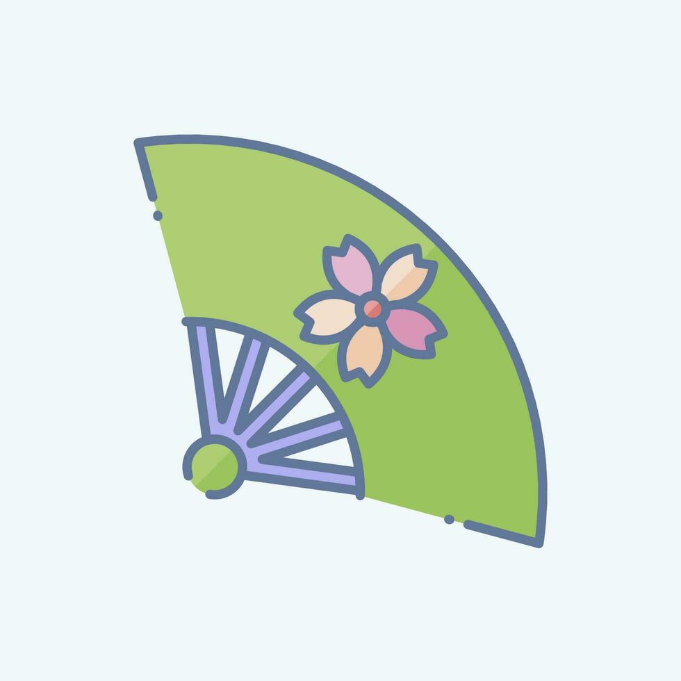 Icon Fan 2. related to Sakura Festival symbol. doodle style. simple design editable. simple illustration vector