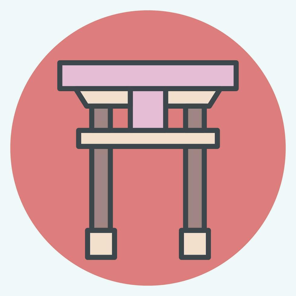 Icon Torii. related to Sakura Festival symbol. color mate style. simple design editable. simple illustration vector