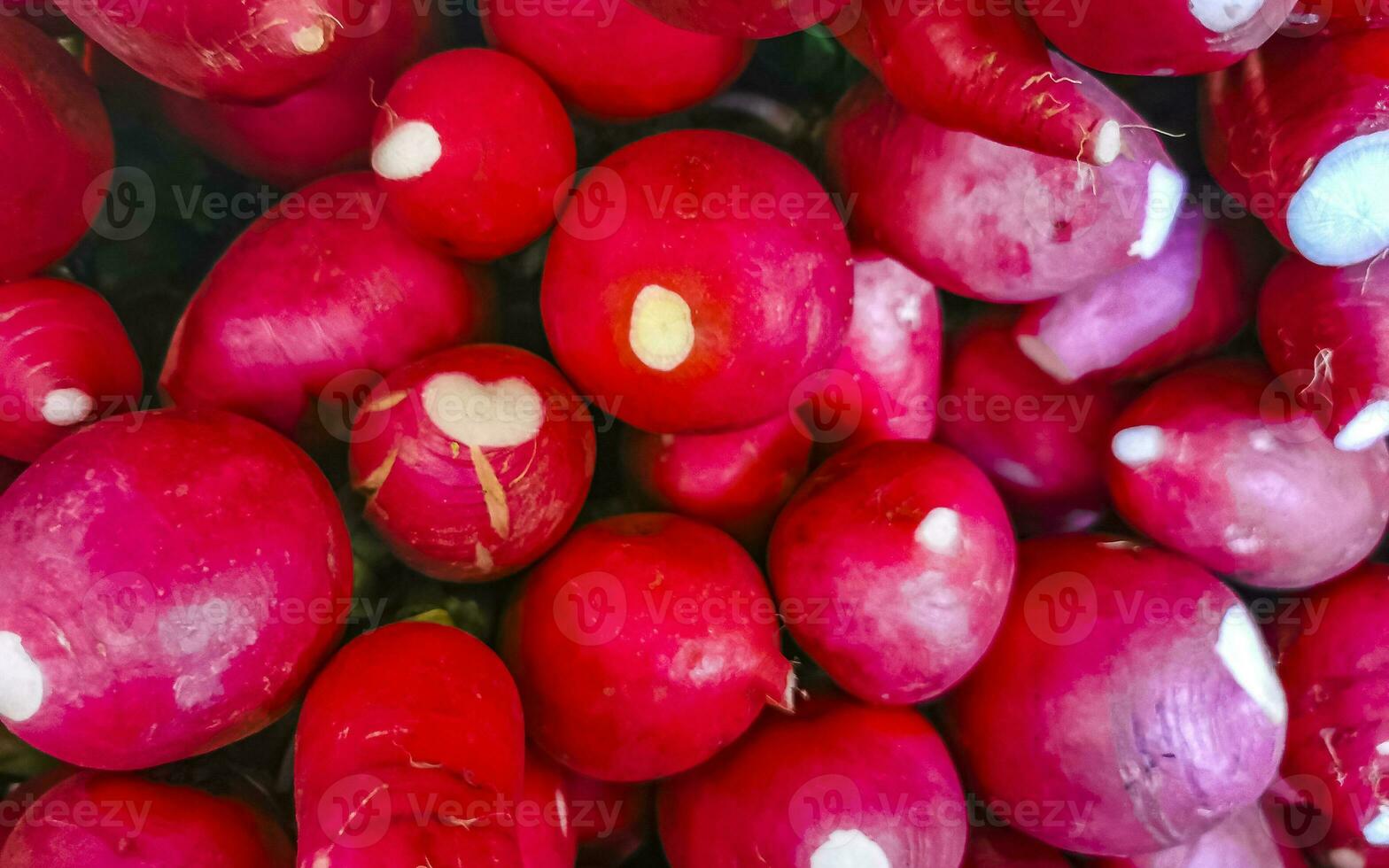 Many radish on the market Texture in Puerto Escondido Mexico. photo