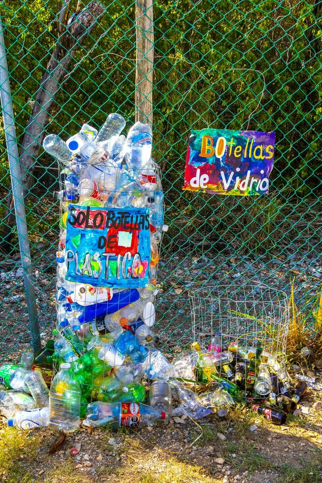 Playa del Carmen Quintana Roo Mexico 2023 Collection point for plastic bottles and glass bottles in Mexico. photo