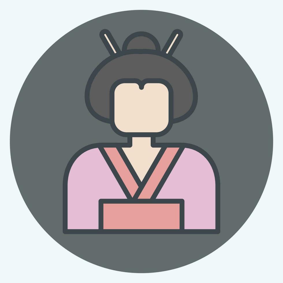 Icon Geisha. related to Sakura Festival symbol. color mate style. simple design editable. simple illustration vector