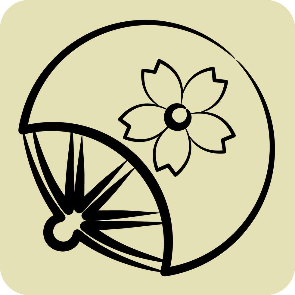 Icon Fan. related to Sakura Festival symbol. hand drawn style. simple design editable. simple illustration vector