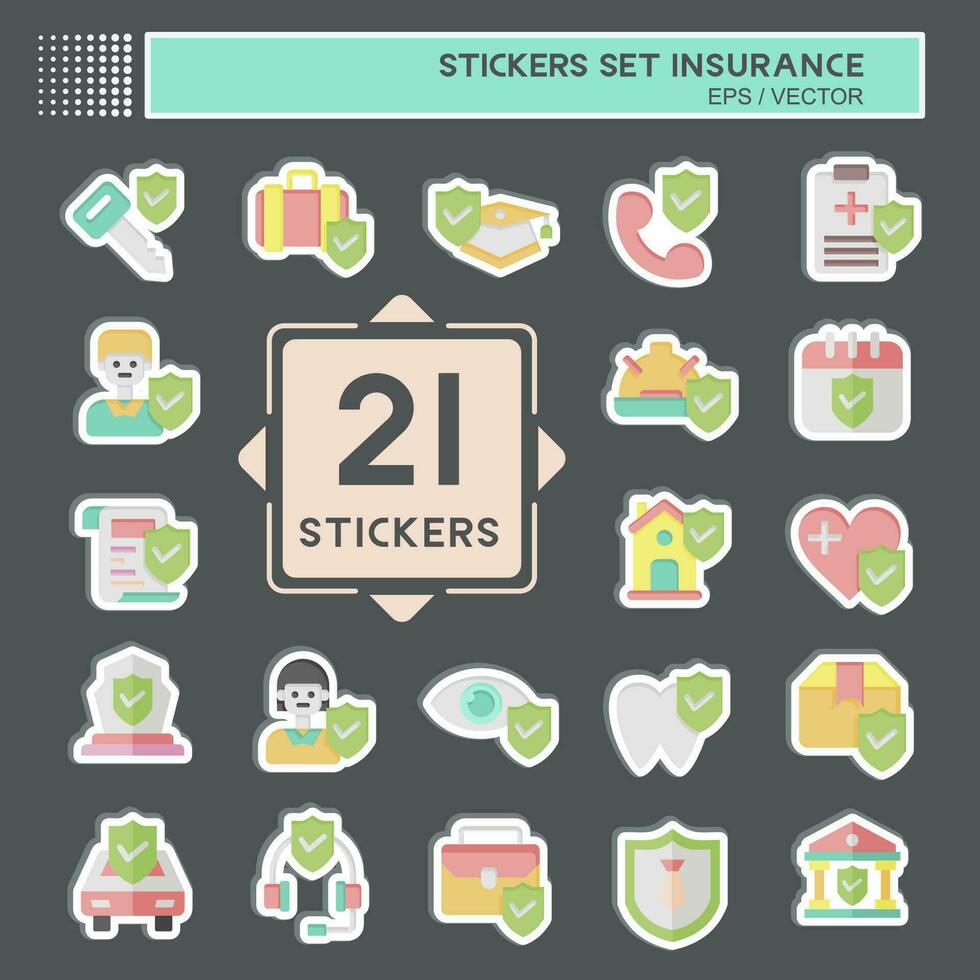 Sticker Set Insurance. related to Finance symbol. simple design editable. simple illustration vector