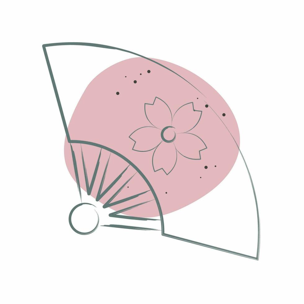 Icon Fan 2. related to Sakura Festival symbol. Color Spot Style. simple design editable. simple illustration vector