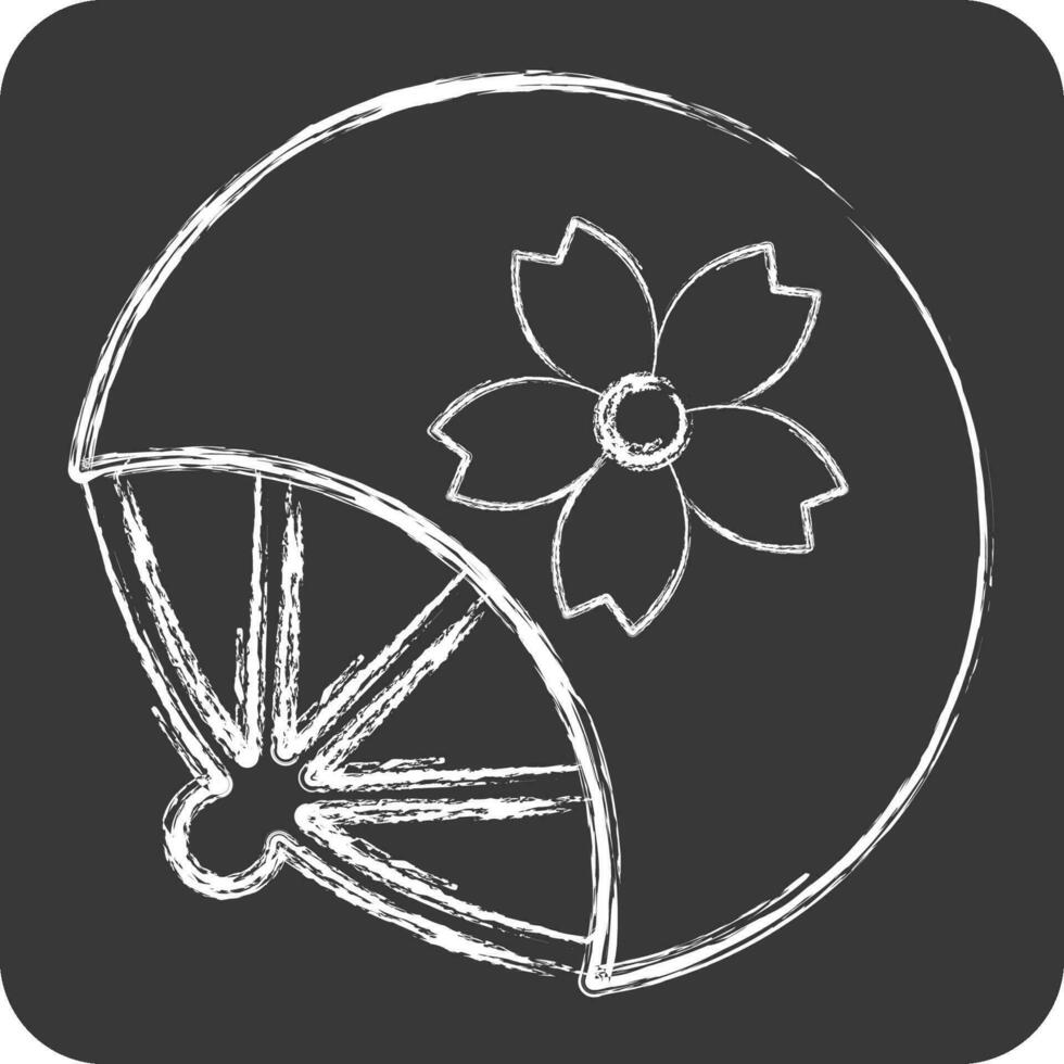 Icon Fan. related to Sakura Festival symbol. chalk Style. simple design editable. simple illustration vector