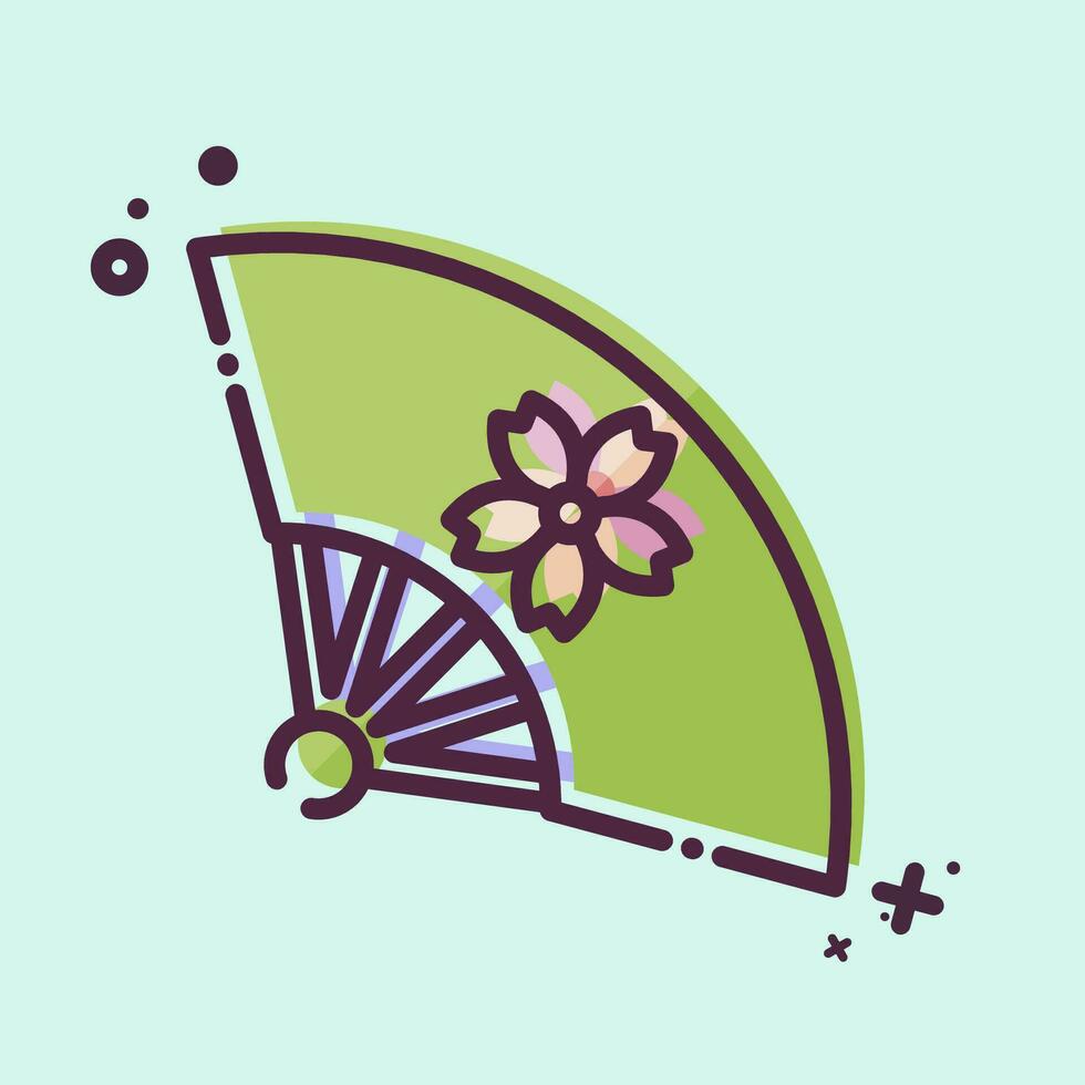 Icon Fan 2. related to Sakura Festival symbol. MBE style. simple design editable. simple illustration vector