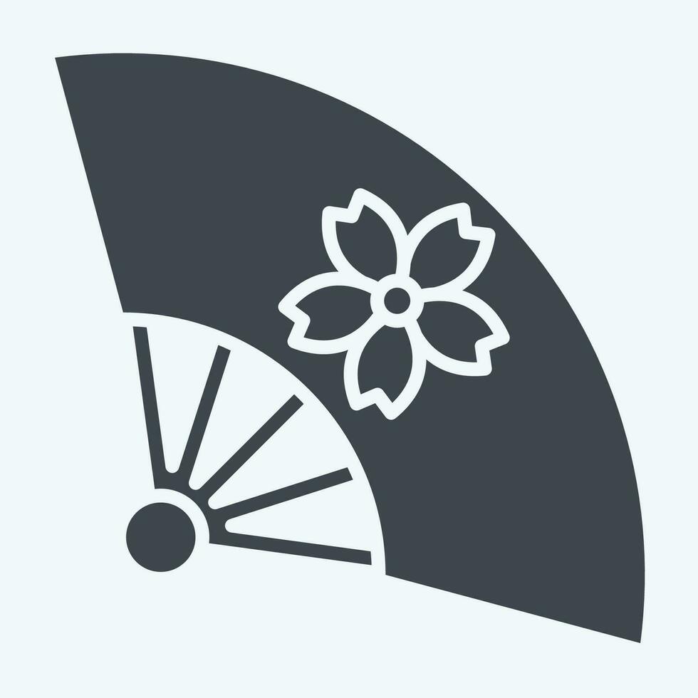 Icon Fan 2. related to Sakura Festival symbol. glyph style. simple design editable. simple illustration vector