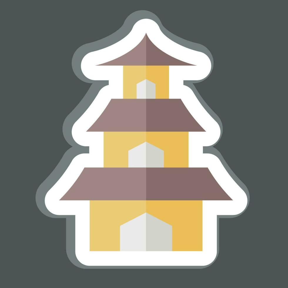 pegatina templo. relacionado a sakura festival símbolo. sencillo diseño editable. sencillo ilustración vector