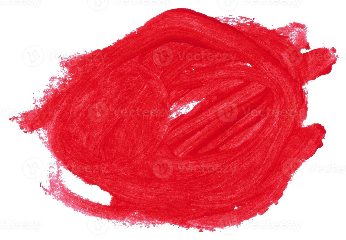 Watercolor brush stroke of red paint, on a white isolated background photo