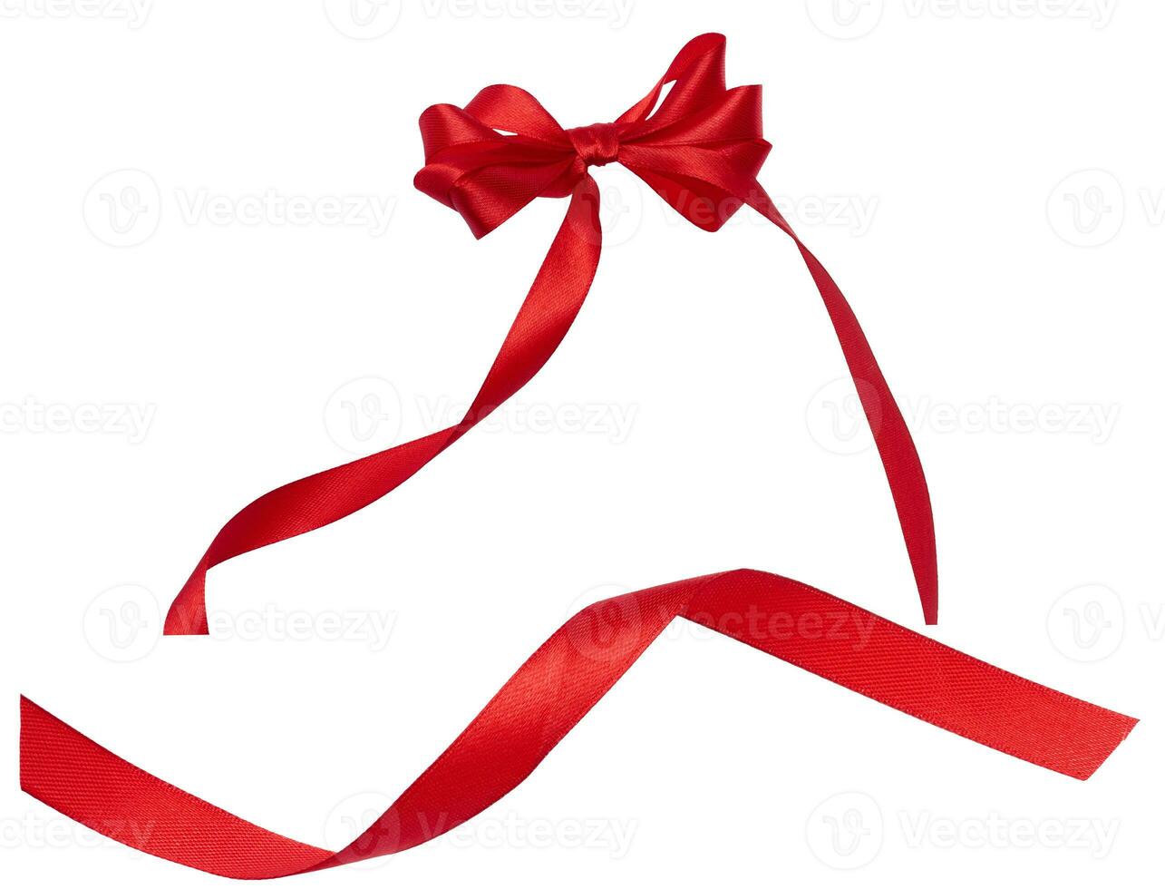 Twisted red satin ribbon, bow. Decor for gift wrapping photo
