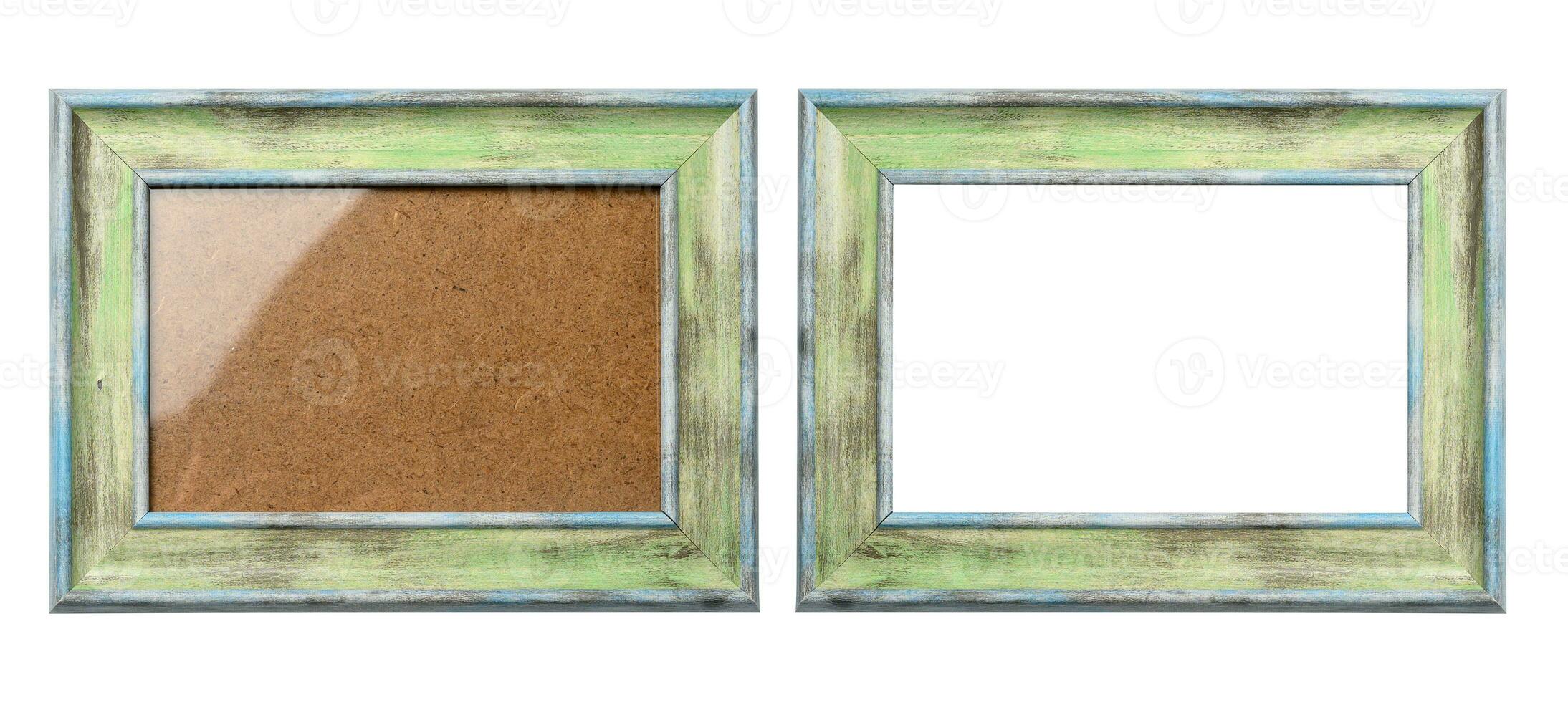 Wooden frame with scuffs for photographs and paintings photo