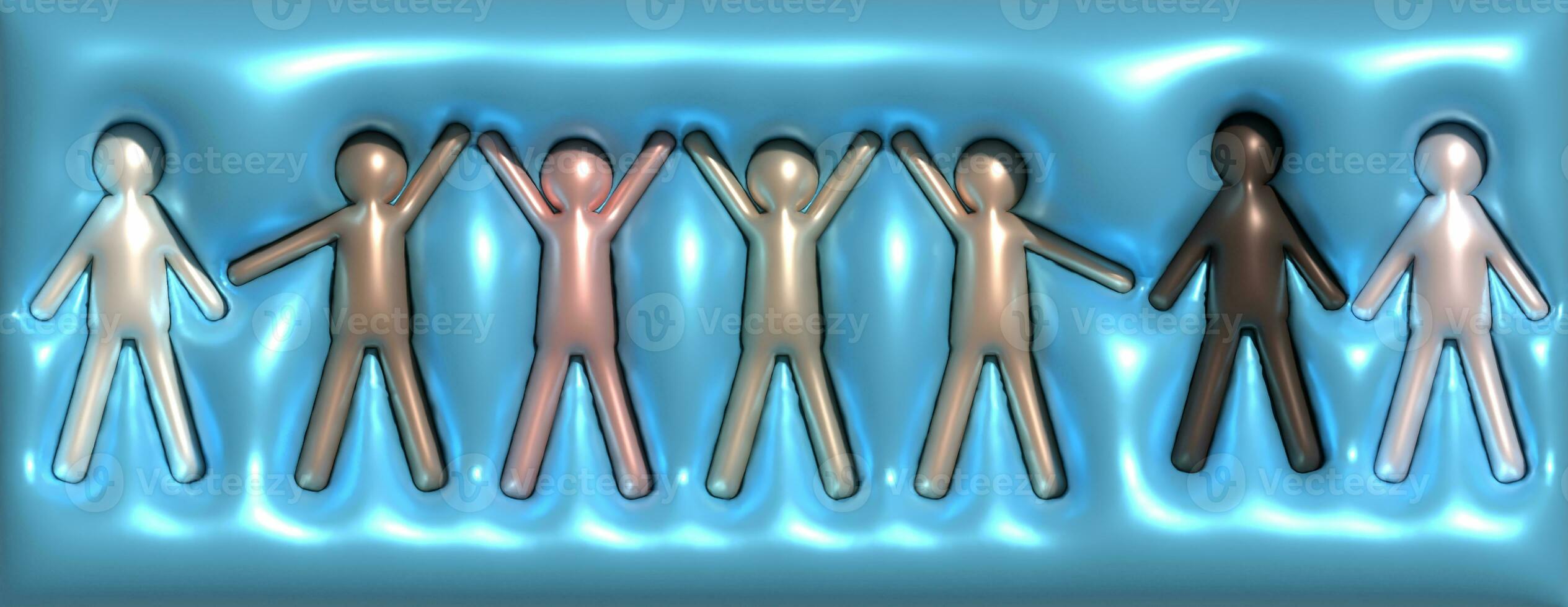 Figures of people with different skin colors, friendship. 3D rendering illustration photo