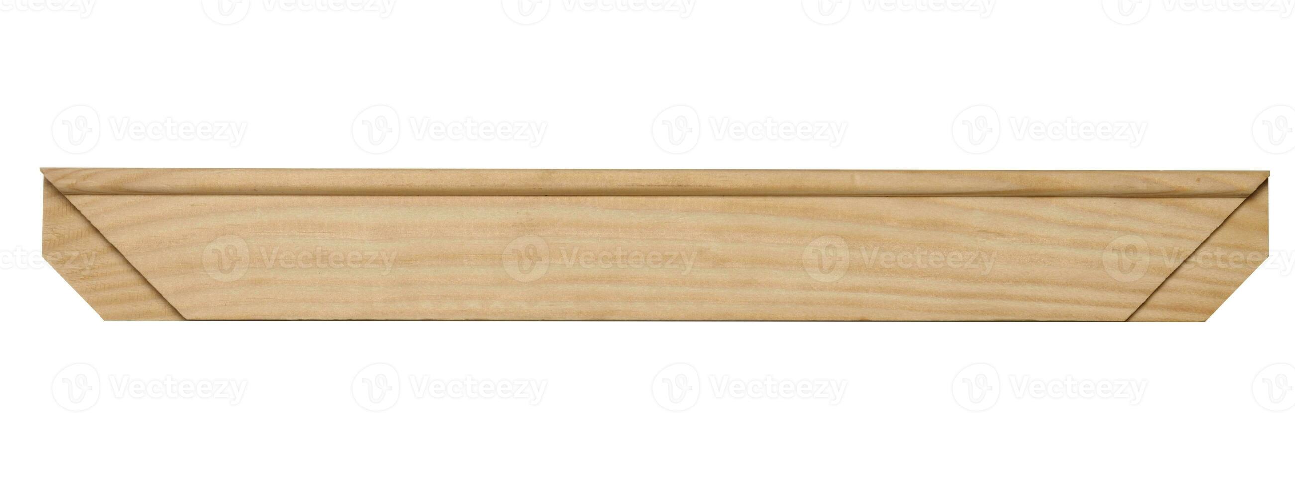 Wooden plank for a prefabricated baguette on an isolated background. photo