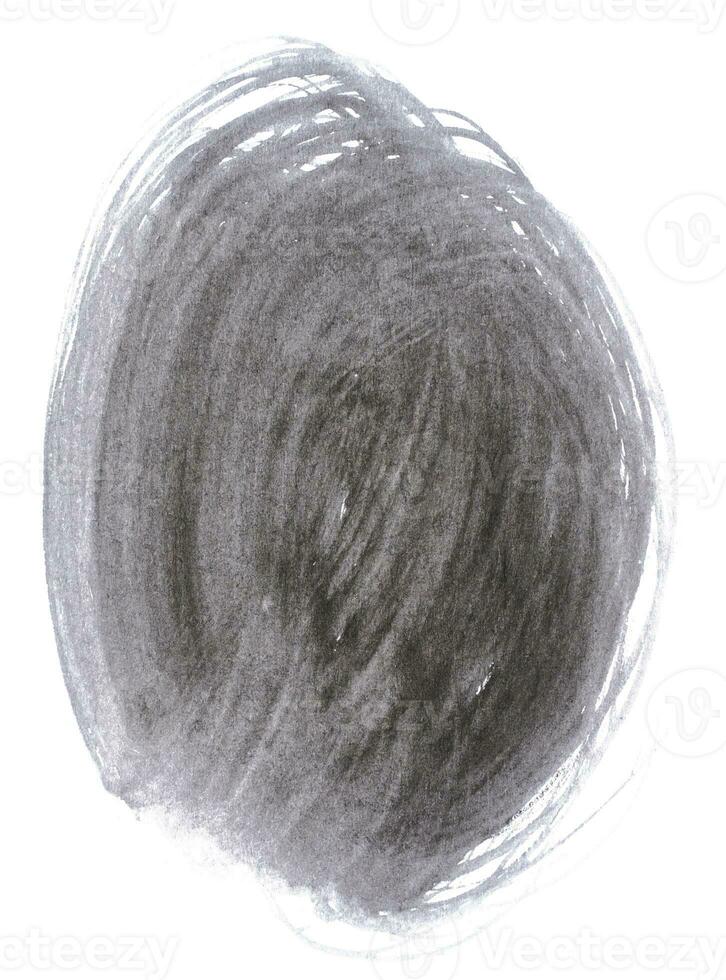 Drawn oval with black watercolor paint on a white background photo