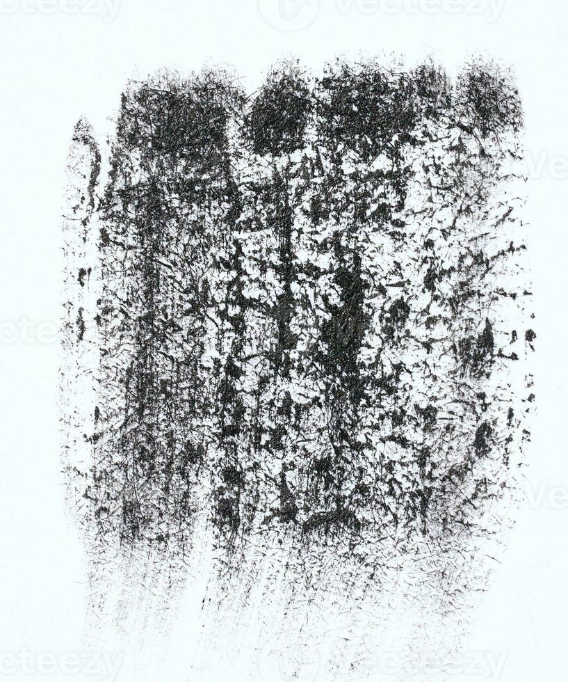 Black paint stroke with bristle brush, swatch on white background photo