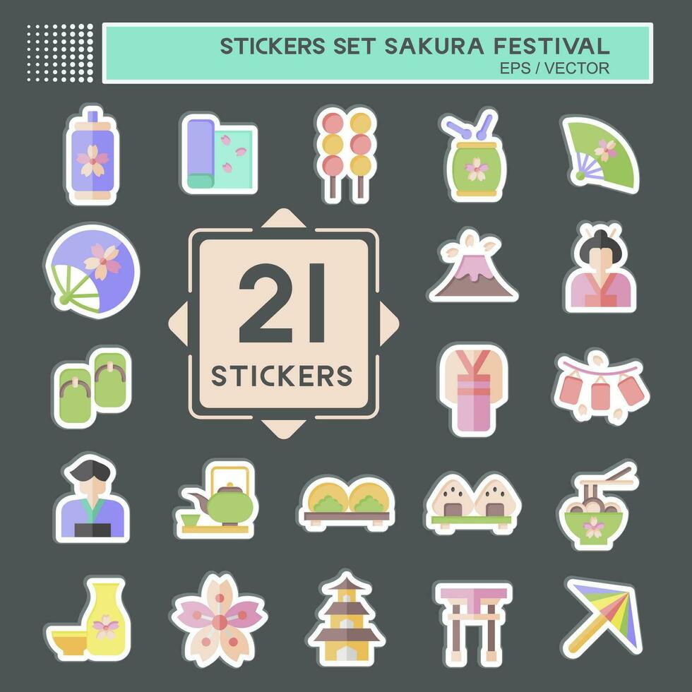Sticker Set Sakura Festival. related to Japan symbol. simple design editable. simple illustration vector